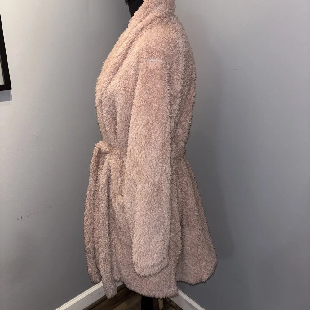 N by Natori Pale Pink Blush Robe‎ Women’s L/XL Belted Short Pockets Comfy